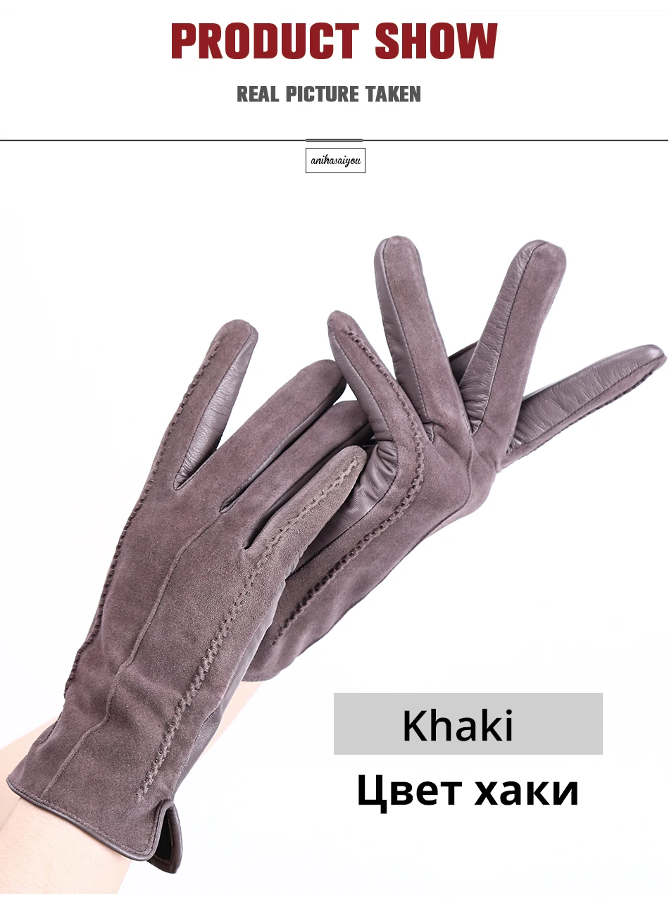 Good Quality Touch Gloves Color Winter Women's Leather Gloves Genuine Suede 50% Genuine Leather 50% Women's Gloves -2007
