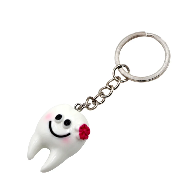 10pcs Dental Teeth Shape Model Simulation Tooth Key Chain Fashion Cartoon Lovely Girls Gift Pendant Teeth Key Chain