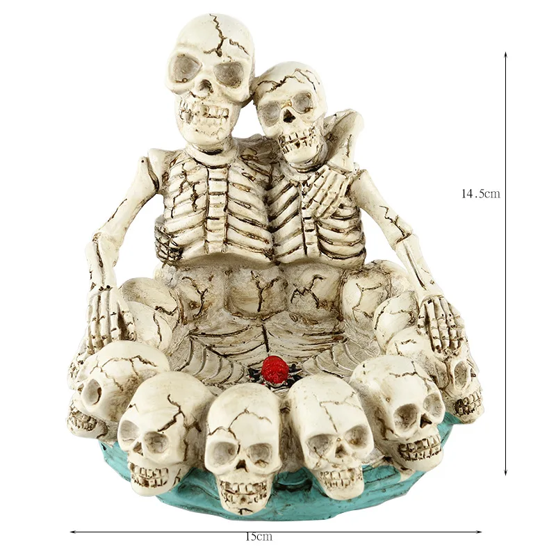 Skull Couple Lovers Ashtray Skeleton Skull Ash Tray Ring Bowl Lover Never Dies For Lovers Smokers Collectables Table Ornament