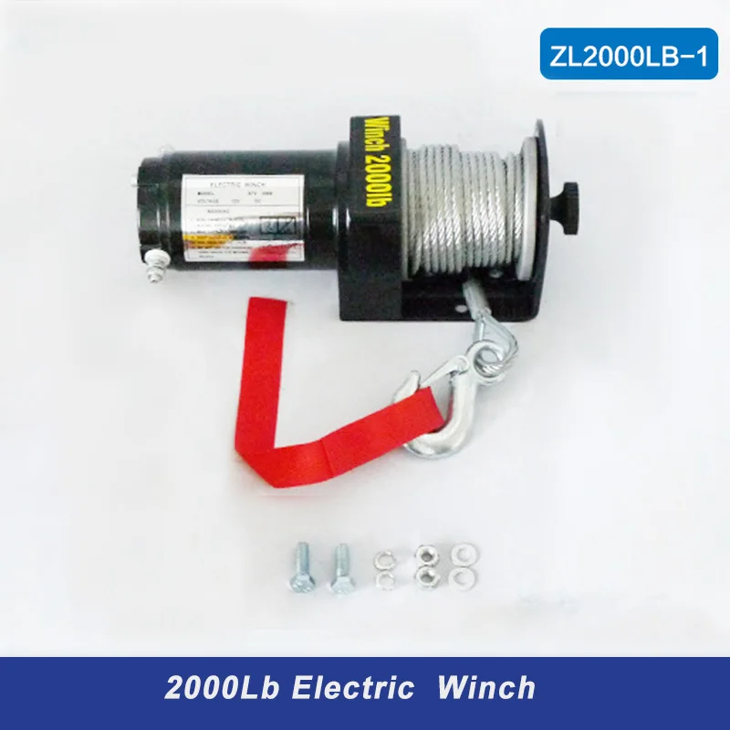 ATV 2000Lbs  Electric Winch Steel Cable  Off-road Winch 12V Electric Winch With 4MM×8M Winch Rope