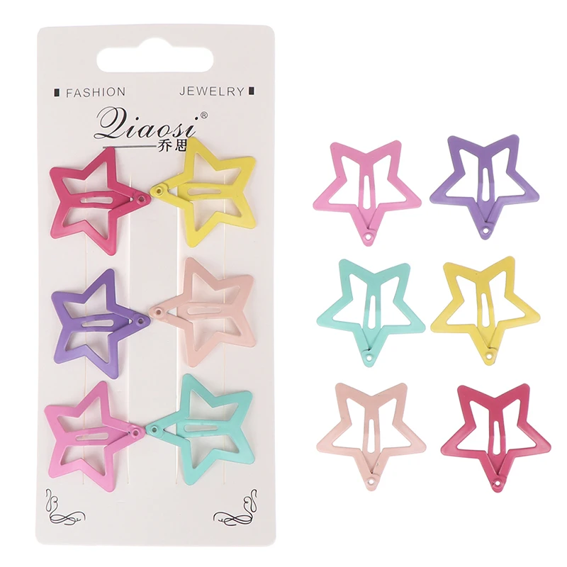 6Pcs New Lovely Metal Candy Color Girls Cute Star 3cm Hairpins Lovely Hair Clips Headwear Hair Accessories Girls Hairpins