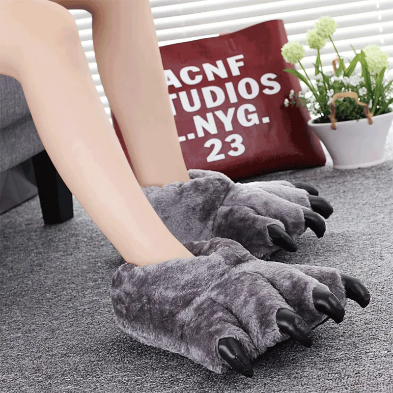 Rainbow Designer Claw Slippers For Women Men Black Bear Foot Shoes Woman Funny Animal Fuzzy Booties Slipper House Cosplay Shoes