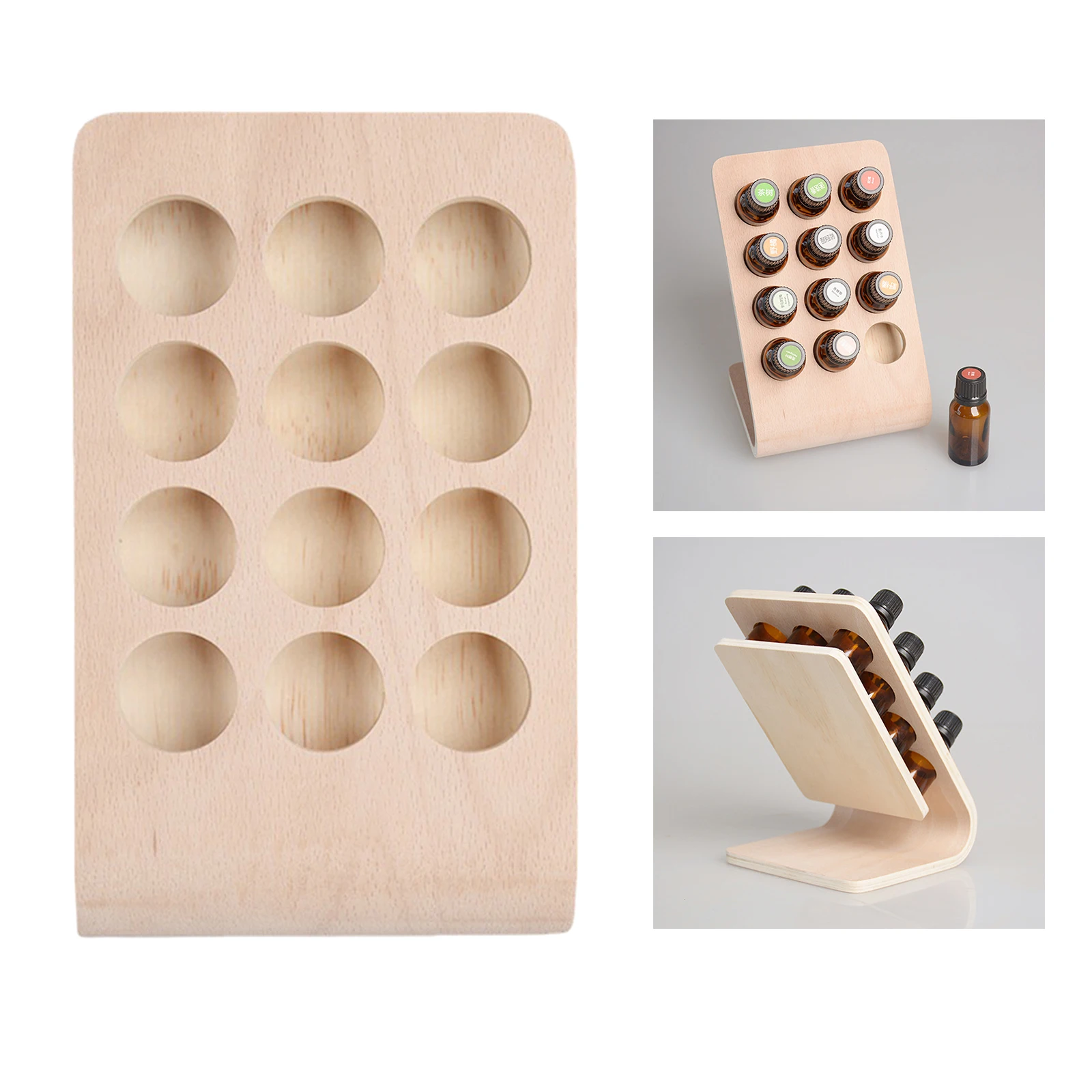 12 Holes 15ML Rectangle Shape Wooden Essential Oil Display Stand Holder Crafts Multi-Purpose Craft Supplies Organization