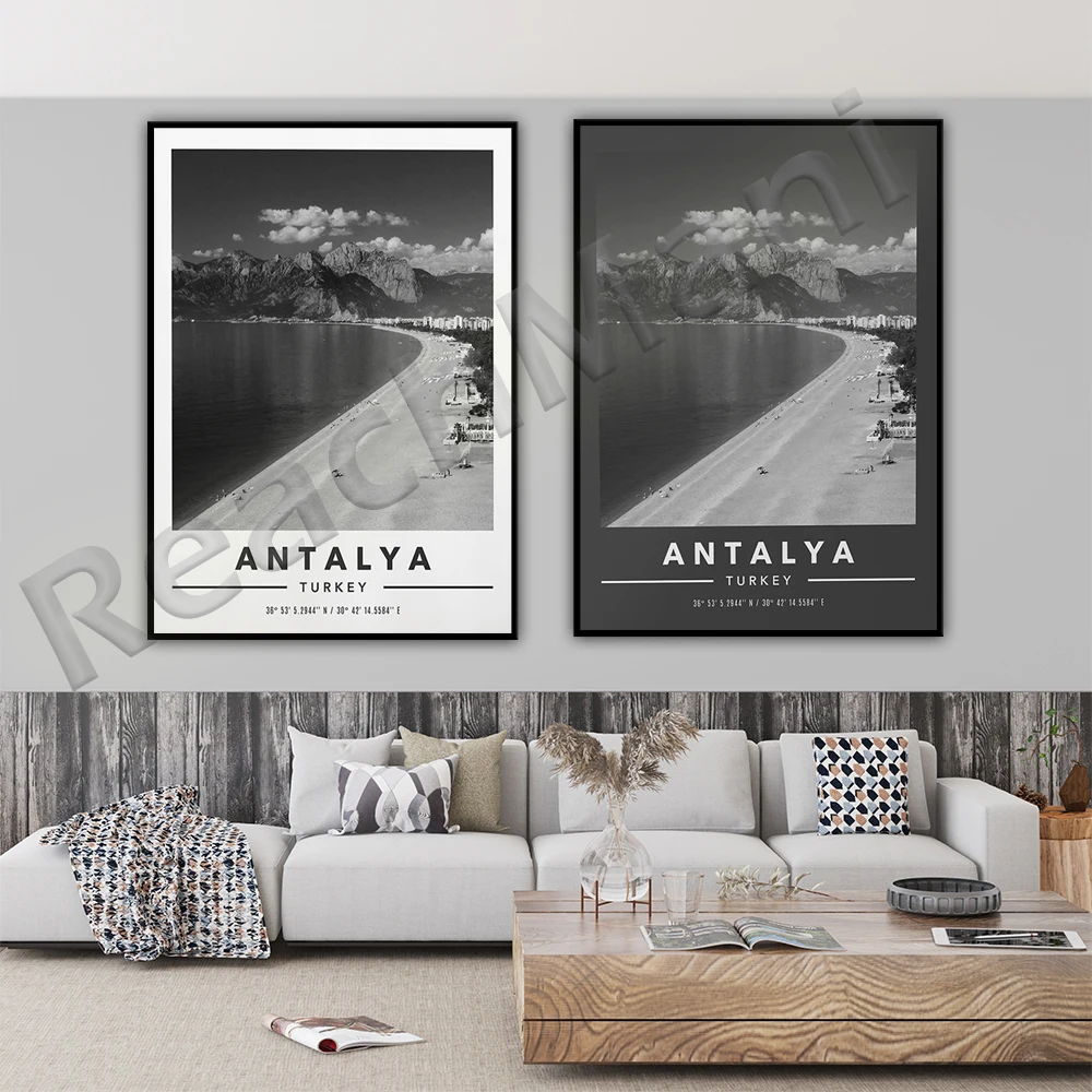 Antalya City and Coordinates Print, Antalya Art Print, Antalya Wall Art, Antalya Travel Print, Antalya Souvenir Home Decor