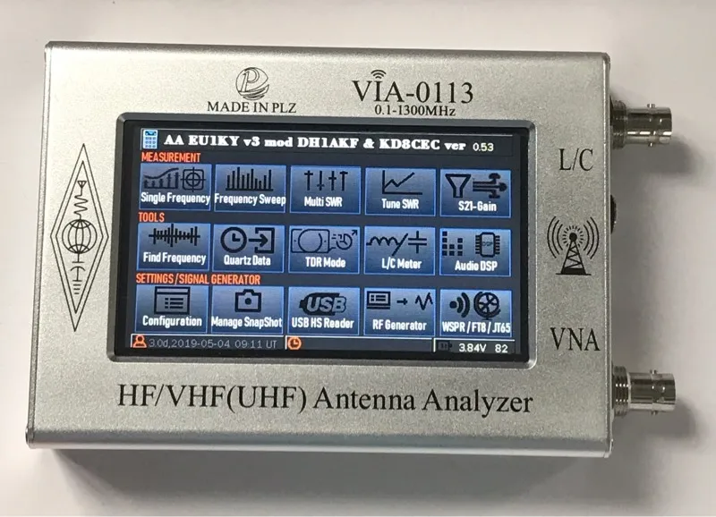 

Antenna analyzer Multifunctional network analysis 0.1-1300MHz 4.3 inch TFT imported capacitive touch screen