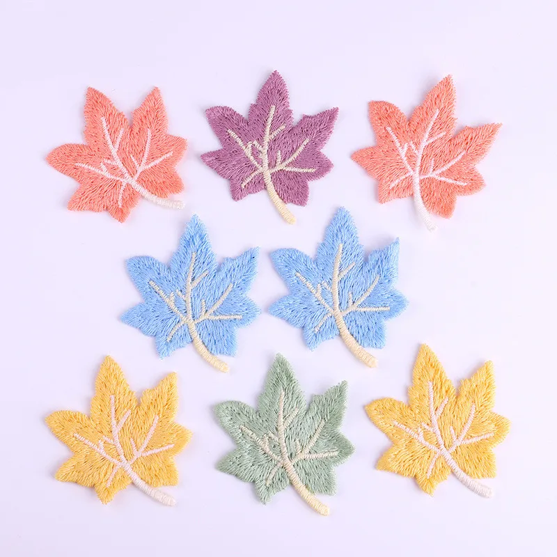 10PCS Cute Colorful Wool Knitted Cartoon Leaf Patch BB Clip Children's Hair Accessories Sweet Girl Hairpins Headwear Appliques