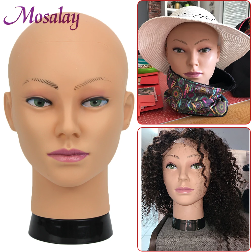 Mannequin Head Dolls Display Cosmetology Manikin Head Dolls Bald African Training Head Without Hair For Making Wig Hat Display