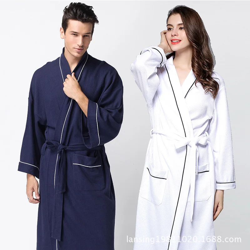 

Men's Womens Summer Robe Cotton Waffle Bathrobe Wrap Kimono Hotel Bathrobes for Sleepwear Nightwear