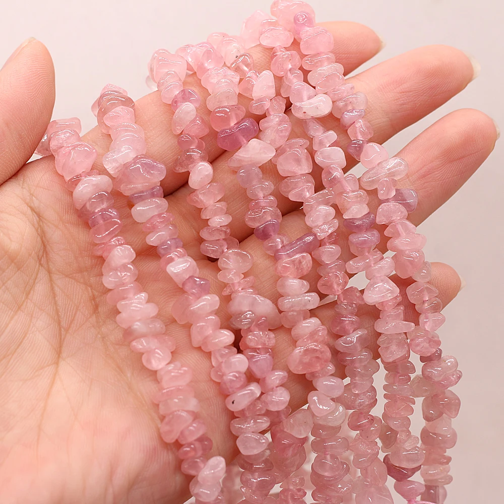 Perline di ghiaia a forma libera irregolare da 40CM perline di quarzo rosa naturale per gioielli che fanno bracciale collana fai-da-te