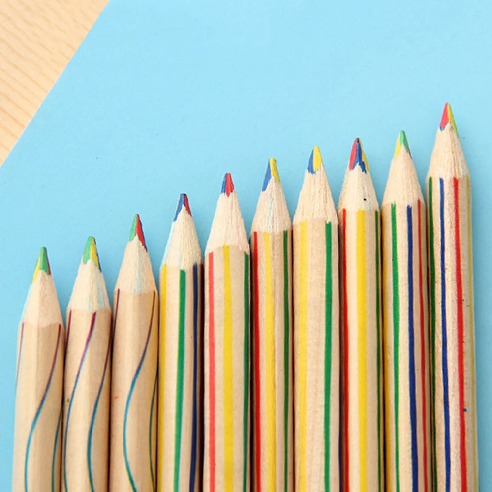 Trẻ Em DIY Dễ Thương Chuyên Nghiệp Bút Chì Màu Bút Chì Màu Gỗ Màu Sắc Cầu Vồng Bút Chì Cho Vẽ Bộ Tranh Tô Màu 10 Cái/lốc