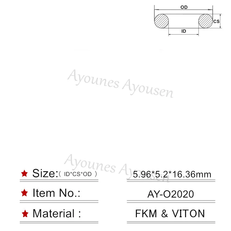 

100pieces Rubber Oring Seals 5.96*5.2mm For Audi Car Replacement Parts(AY-O2020)