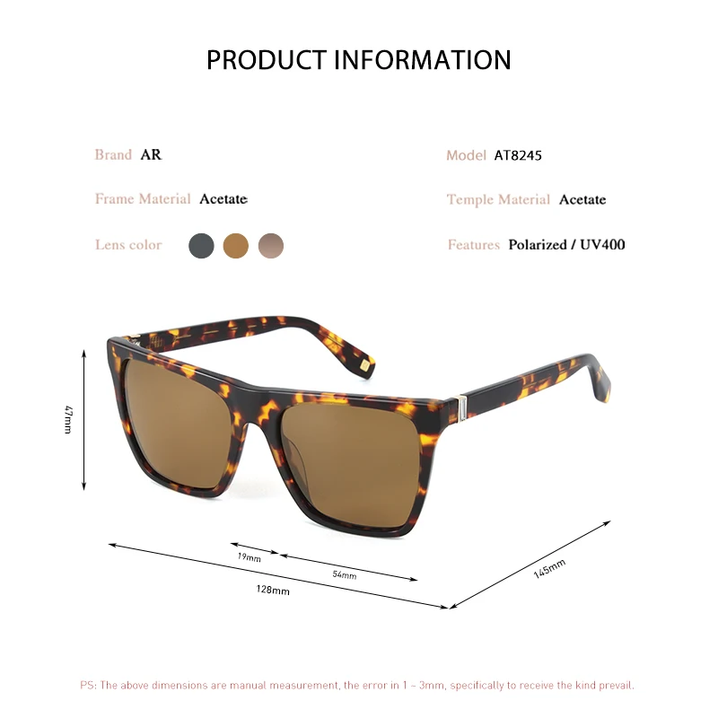 New Design Men's Acetate Sunglasses Men Polarized Sun Glasses For Women Protect UV Ray Eye Glasses Demi Color Vintage Style