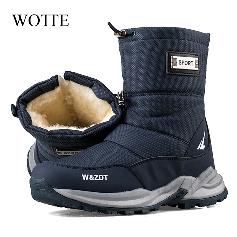 Winter Men's Boots 2021 New Winter Shoes Men Snow Boots Waterproof Non-slip Thick Fur Winter Boot For -40 Degrees Platform Boots