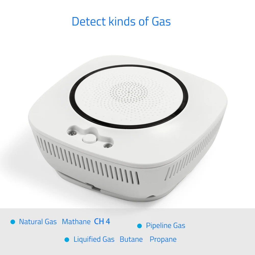 Tuya Smart Home Security WiFi Natural Propane LPG Methane CH4 Cylinder Gas Leak Detector for Kitchen Use APP Remote Monitoring