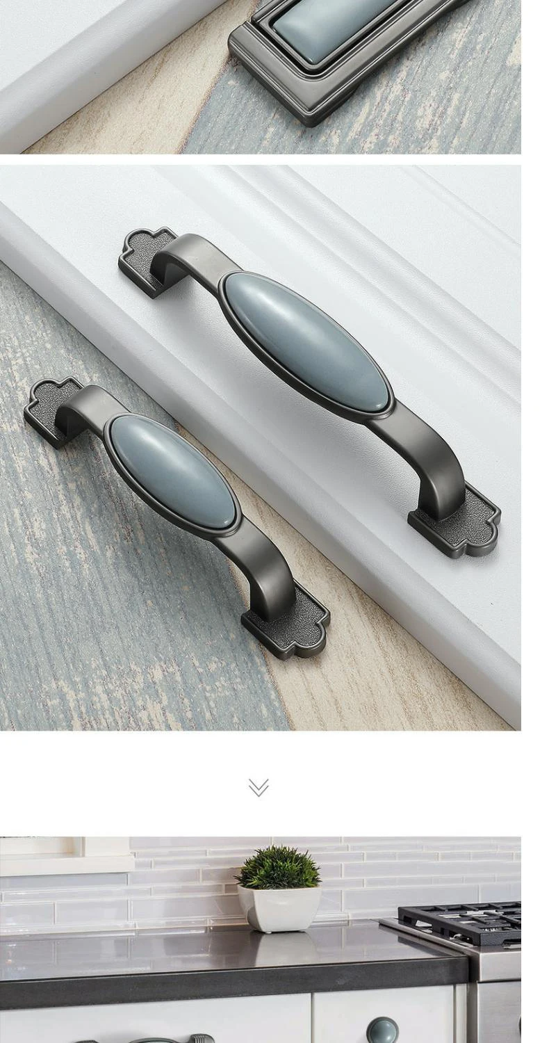 WV Blau Grau Keramik Schrank Möbel Hardles Wardrob Griff Tür Knosb Schrank Zieht Mediterranen Stil Schrank Tür Hardware – Detail 12