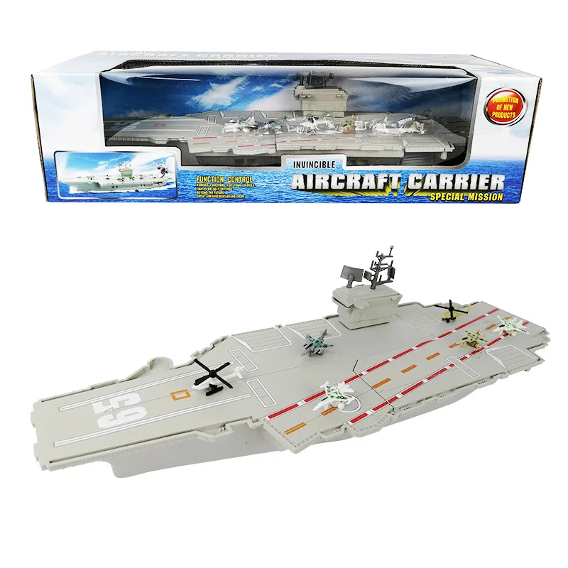 

Finished Simulated Aircraft Carrier Model Children Sailing Aircraft Carrier Landing Warship Military Toy Boat Ornaments