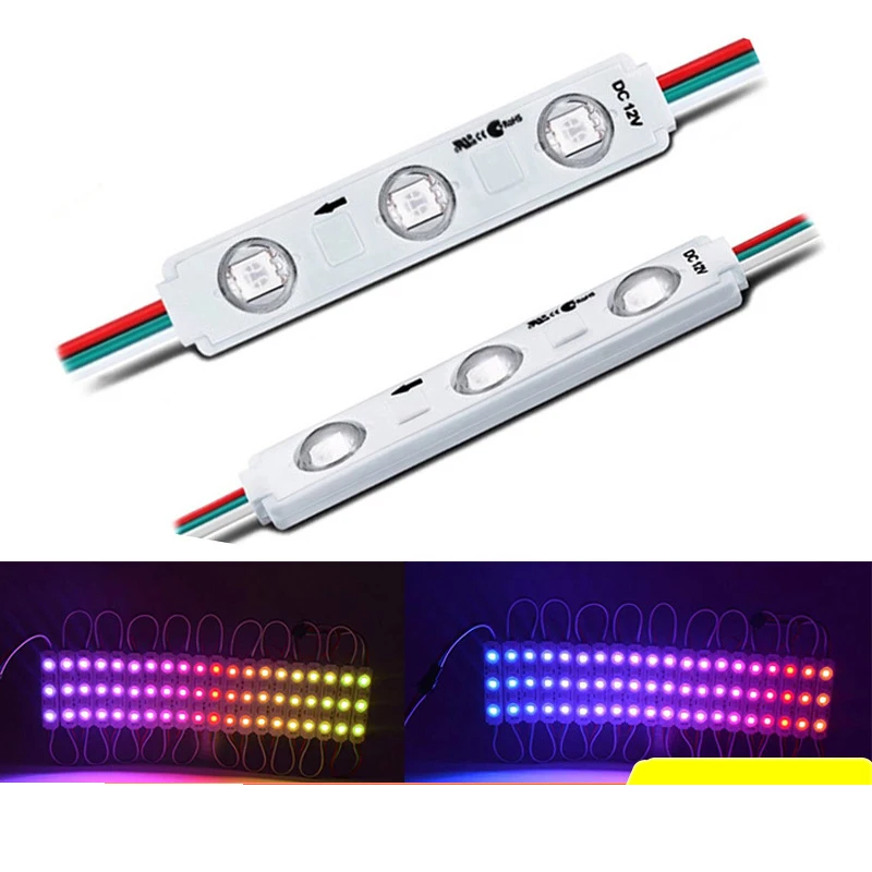 

100pcs 5050 IC1903 WS2811 Led RGB Module full color injection convex len module RGB colorful programmable 12V LED light string