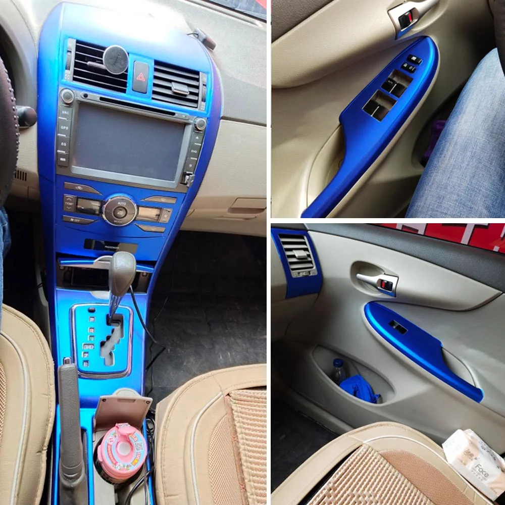 For Toyota Corolla 2007-2013 Interior Central Control Panel Door Handle 3D 5DCarbon Fiber Stickers Decals Car styling Accessorie