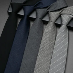 Corbata de lana 100% de 7CM para hombre, traje de moda para boda y negocios, color gris, con caja de regalo