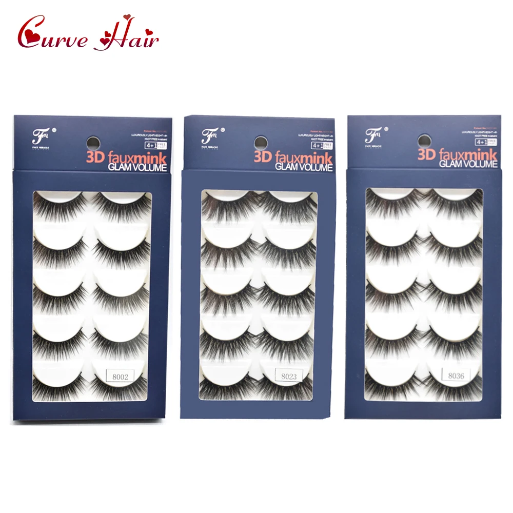 5 Pairs Wimper-Extensions 3D Mink Wimpers Faux Make Up Wimpers Dikke Pluizige Natuurlijke Wimper Volledige Volum Zijde Wimpers