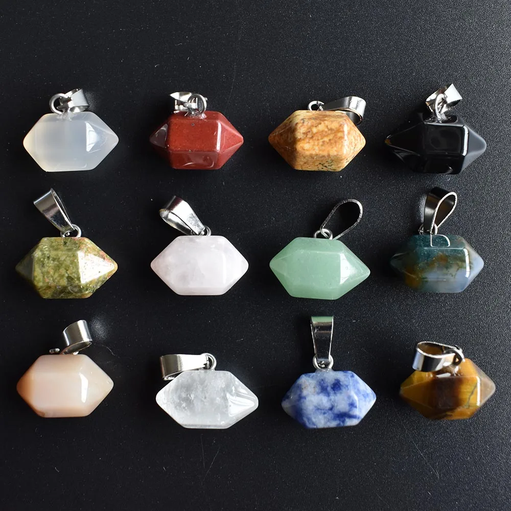 Wholesale 24pcs/lot 2020 trendy mixed natural stone pillar shape point charms pendants for jewelry making free shipping