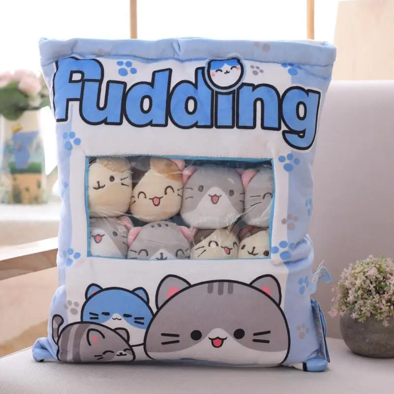 8pcs small Soft Cat Plush toys in A Bag Snack Toy Throw Pillow Soft Cartoon Animal Stuffed Doll for Girlfriend