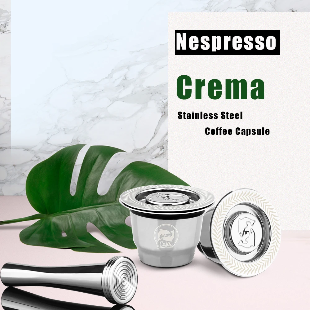 

iCafilas Crema Coffee Capsules for Nespresso Reutilisables inox rechargeable Filter Stainless Steel Espresso Cup VIP Link