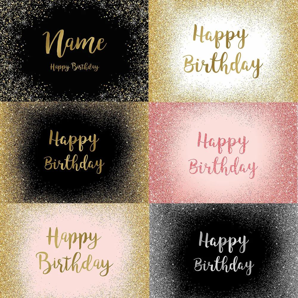 Glitter Happy Birthday Party Backdrop Decoration Sliver Golden Pink Birthday Cake Table Backdrop Custom Photography Backdrops