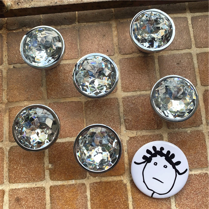 LCH 35MM 크롬 아연 베이스 캐비닛 손잡이 도어 손잡이에 새로 디자인된 사각형 투명 크리스탈 캐비닛 손잡이