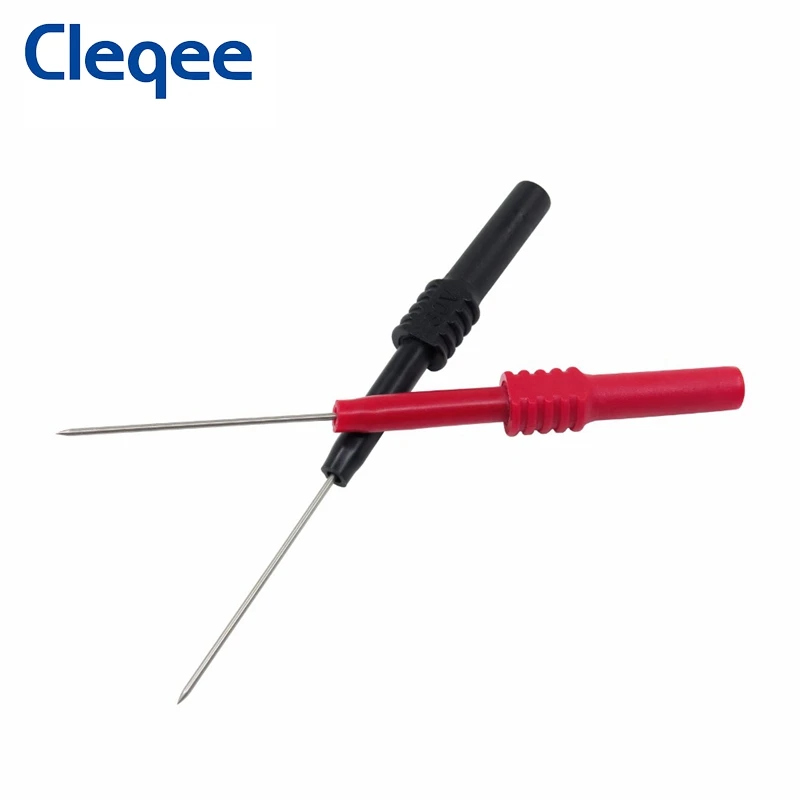 Cleqee P5009 4PCS Flexible Test Probes Soft PVC Head Insulation Piercing Needles Non-destructive Back Probes 4mm Jack Red/Black