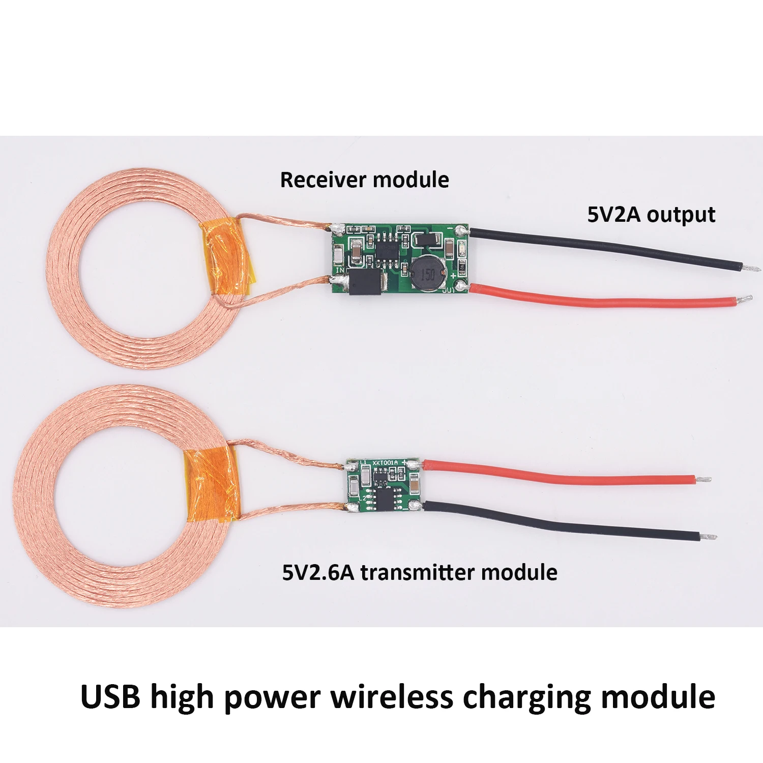 

Выход передатчика высокой мощности 5 В, 2,6 А, 5 В, 2 А, высокомощный беспроводной модуль питания для беспроводной зарядки