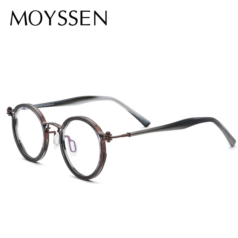 Japanese Handmade Men's Acetate Titanium Vintage Round Frame Eyeglasses Women Classic Retro Style Optical Myopia Glasses Eyewear