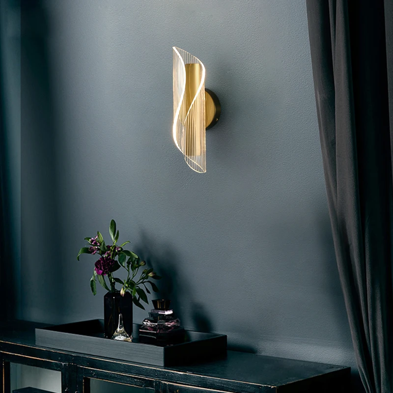 

Nordic Golden Sconce Simple Stair Aisle LED Lighting Luxury Creative Living Room Bathroom Lamp Bedroom Bedside Wall Lights