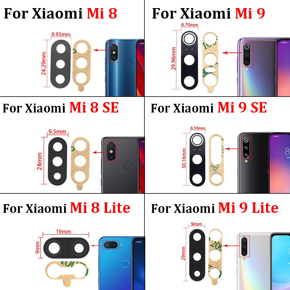 NEW Rear Back Camera Glass Lens With Sticker For Xiaomi Mi 8 9 Lite 10 10T 13T Pro Mi 9T Mi 8 9 Se Mi 10 11 Lite 5G Note 10 Pro