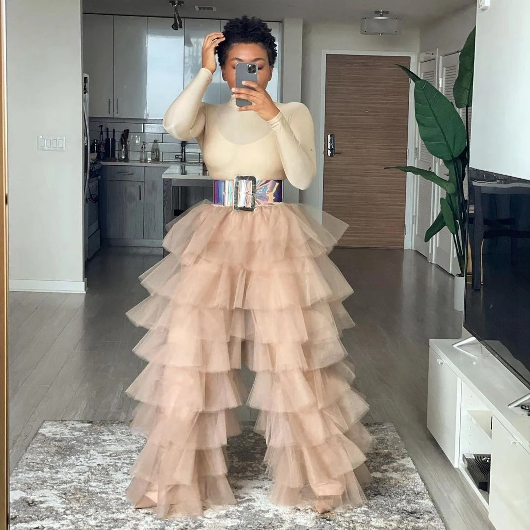 Fashion Custom Color Plus Size Tulle Pants Ruffle Tulle Pant Women Long Girls Party Wear Wide Leg Trousers High Quality