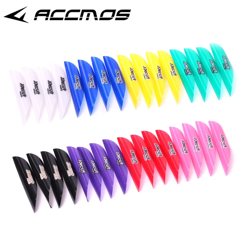 50pcs Archery 2inch Right Wing Spin Vanes DIY Arrow Archery With Sticker Tape Spiral Feather Arrow Accessories