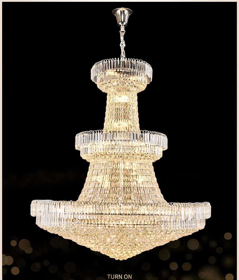 

LED Modern Crystal Chandeliers Lights Fixture American K9 Crystal Chandelier Hotel Hall Lobby Stair Way Big Long Hanging Lamp