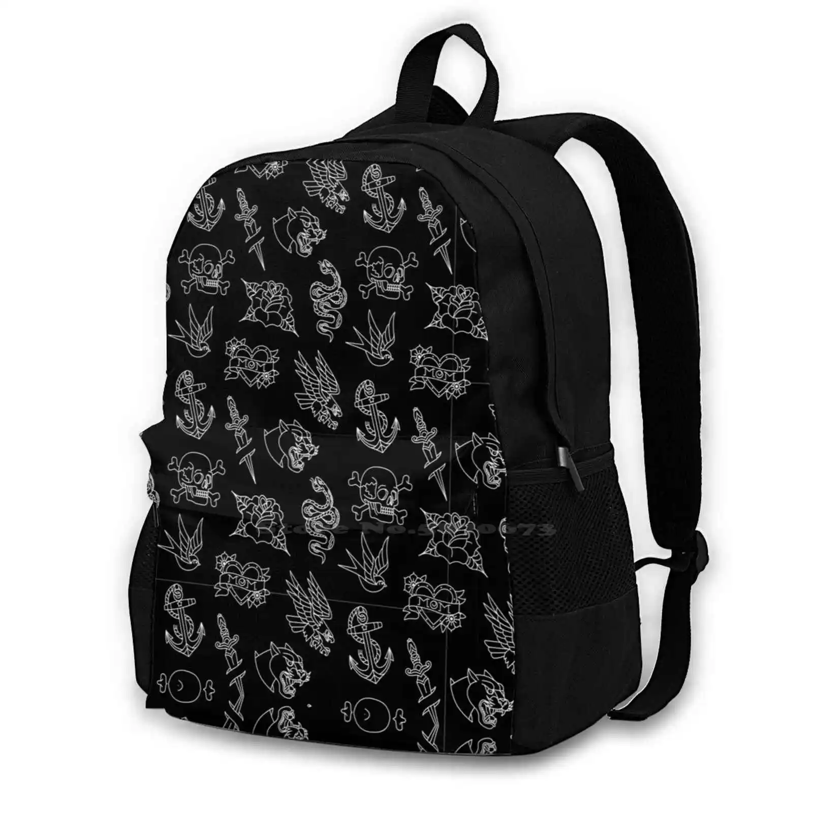 

Old School Tattoo Lines School Bags Travel Laptop Backpack Panther Hearts Snake Swallow Eagles Dagger Anchor Sailor Tattoo Art