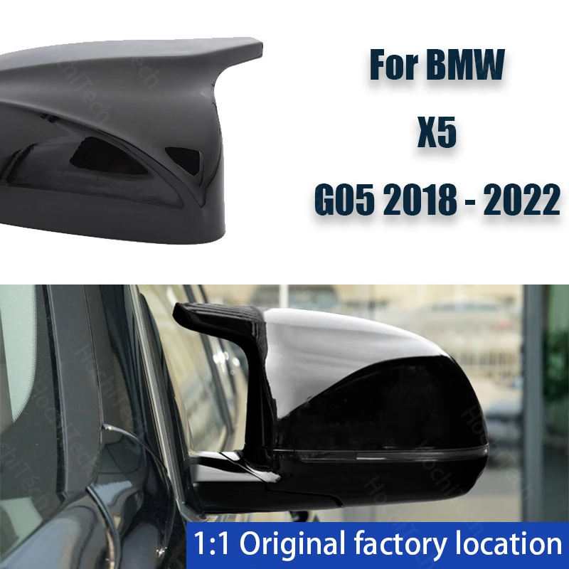 

2pcs High Quality Side Glossy Black Rearview Mirror Cover Caps M Style Replacement For BMW X5 G05 2018 2019 2020 2021 2022