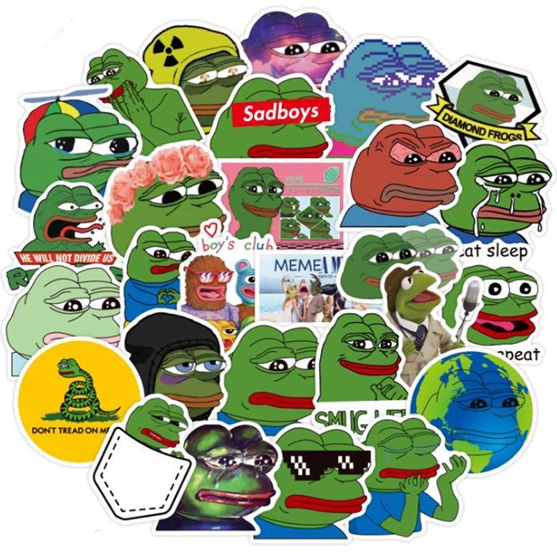 10/30/50PCS Interesting Frog PEPE Graffiti Meme Stickers For Skateboard Helmet Gift Box Bicycle Computer Notebook Car Kid Toys