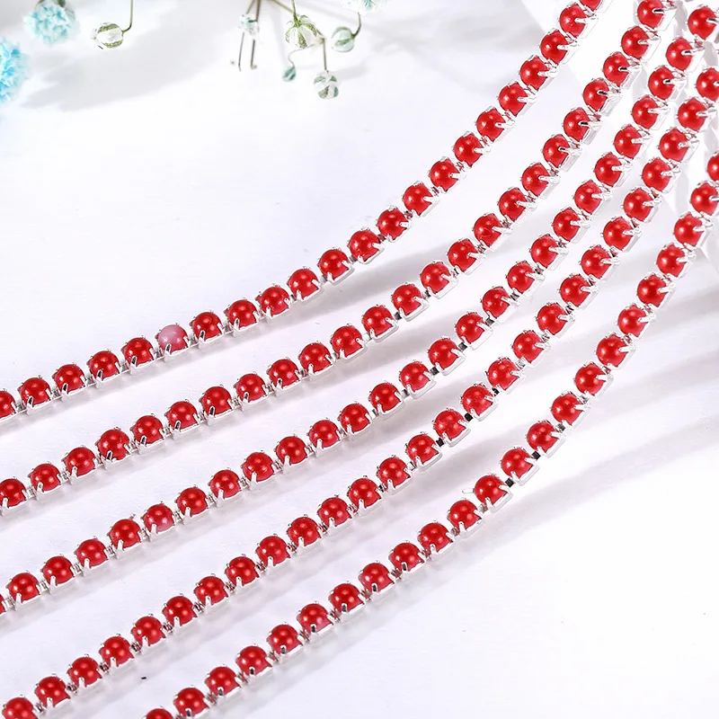 2meters/lot 2mm 2.5mm Imitation Pearl Chains For Clothing and Wedding Accessories Jewelry Making Findings