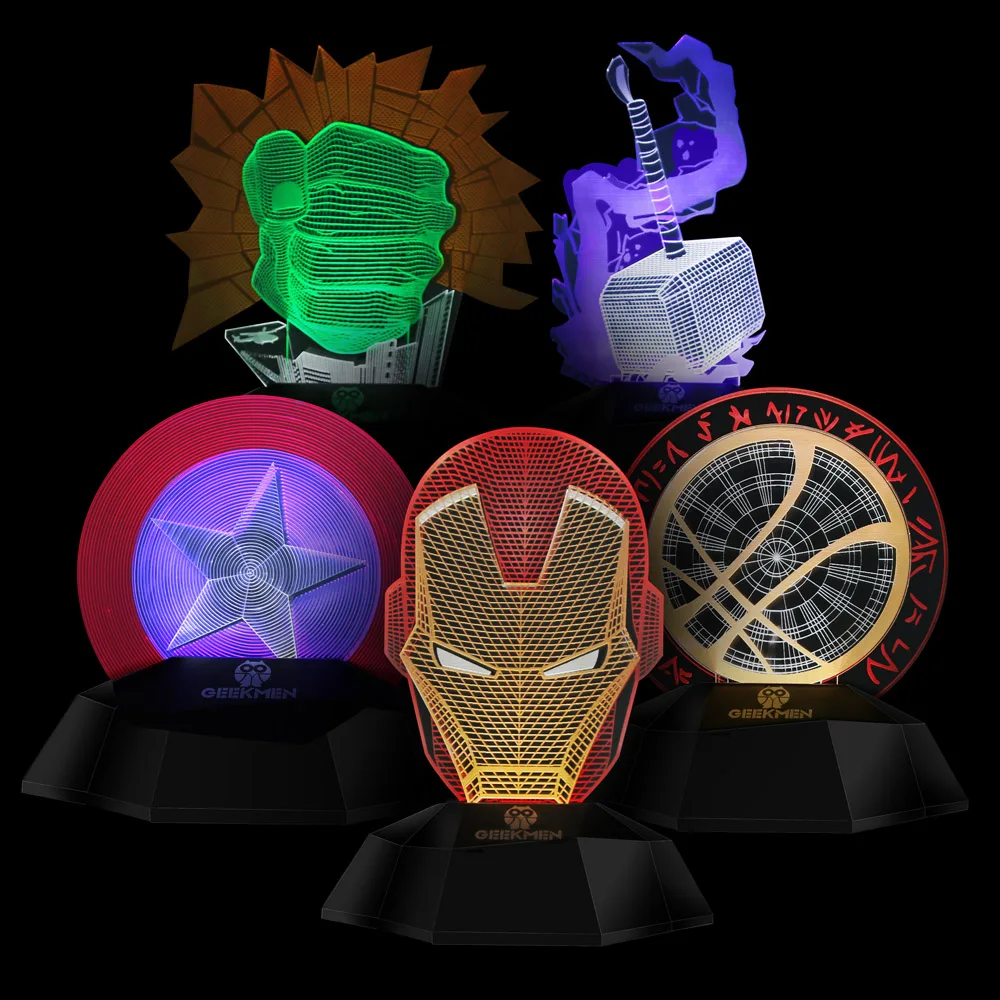 Superhero Novelty 3D LED Night Light Stereo Line Lamp Optical Illusion Touch Control Table Light Super Hero Comics Fans Gift