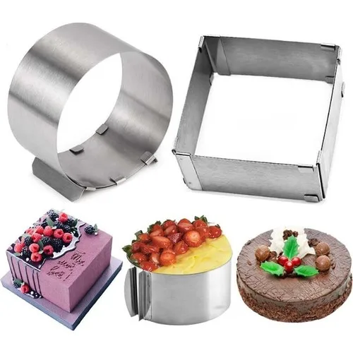 Narkalıp Round Square Adjustable Cake Kaıbı 2'li Set Depth 10 cm