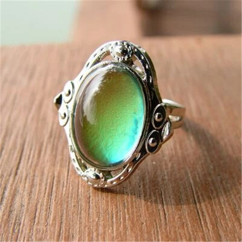 Change Mood Ring Oval Emotion Feeling Changeable Adjustable Ring Temperature Control Color Rings For Women Men Gift