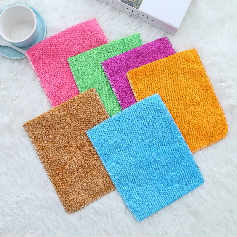 Bamboo Microfiber Terry Napkins Fabric Kitchen Cloth For Home Washing Dishes Tableware Household Supplies Products Convenience