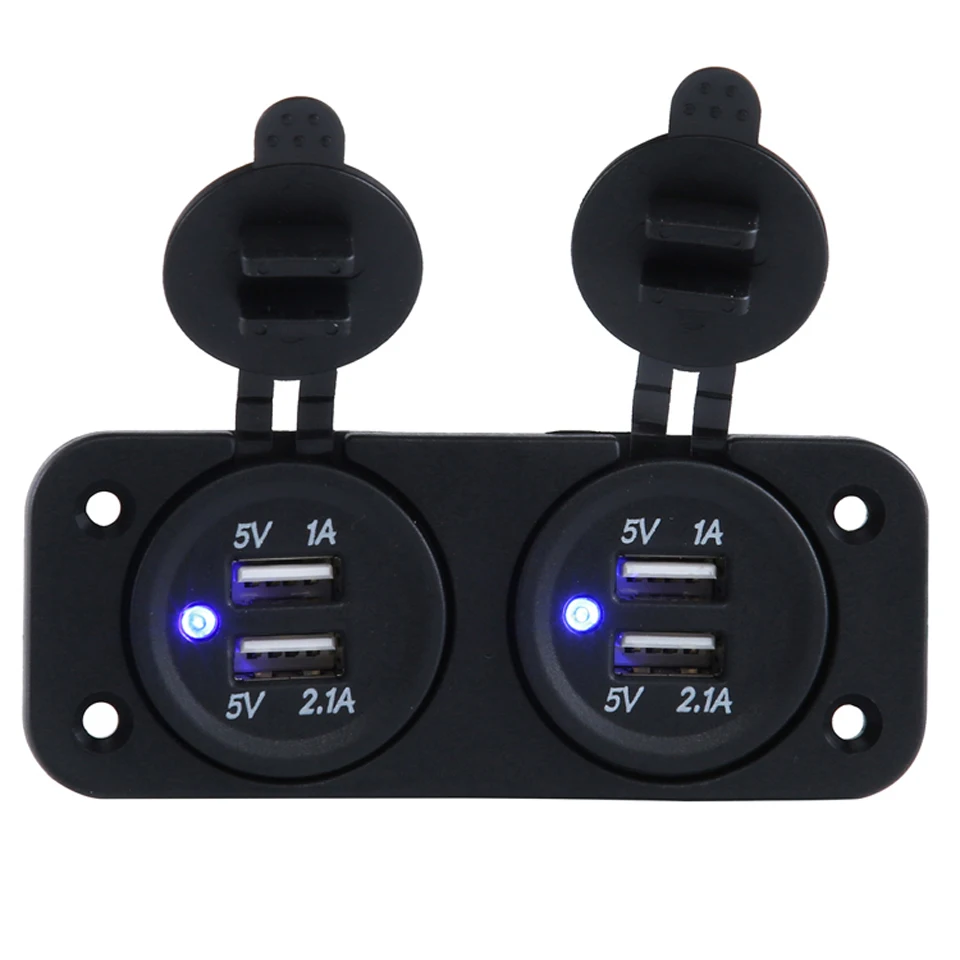 Outlet  Dual USB Port Rear Two Hole Panel for Car Truck Marine Boat