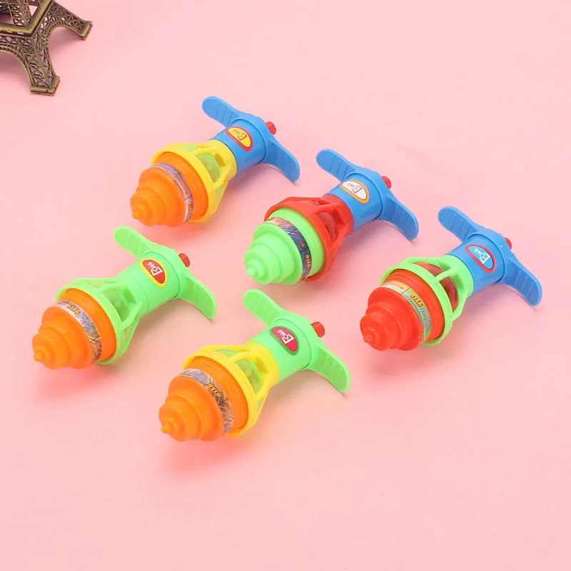 Colorful Flash Spinning Top Plastic Luminous Ejection handle Gyroscope flashing Pressure Gyro Children's Classic Toys Gifts