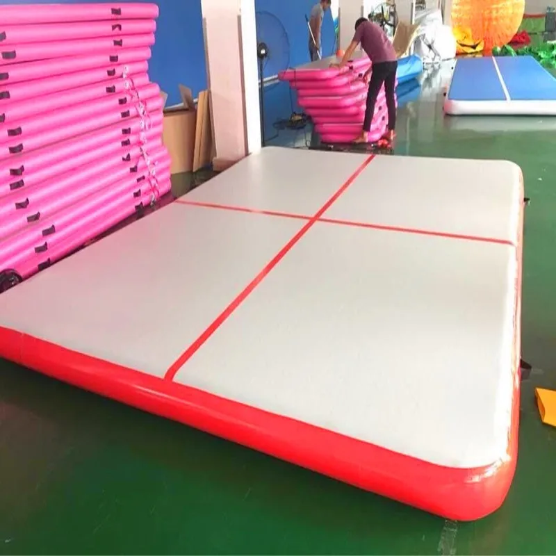 จัดส่งฟรี 3 m, 4 m, 5 m Inflatable Air Tumbling Mat ยิมนาสติก Tumble Track 8 นิ้วความหนา Air Mats