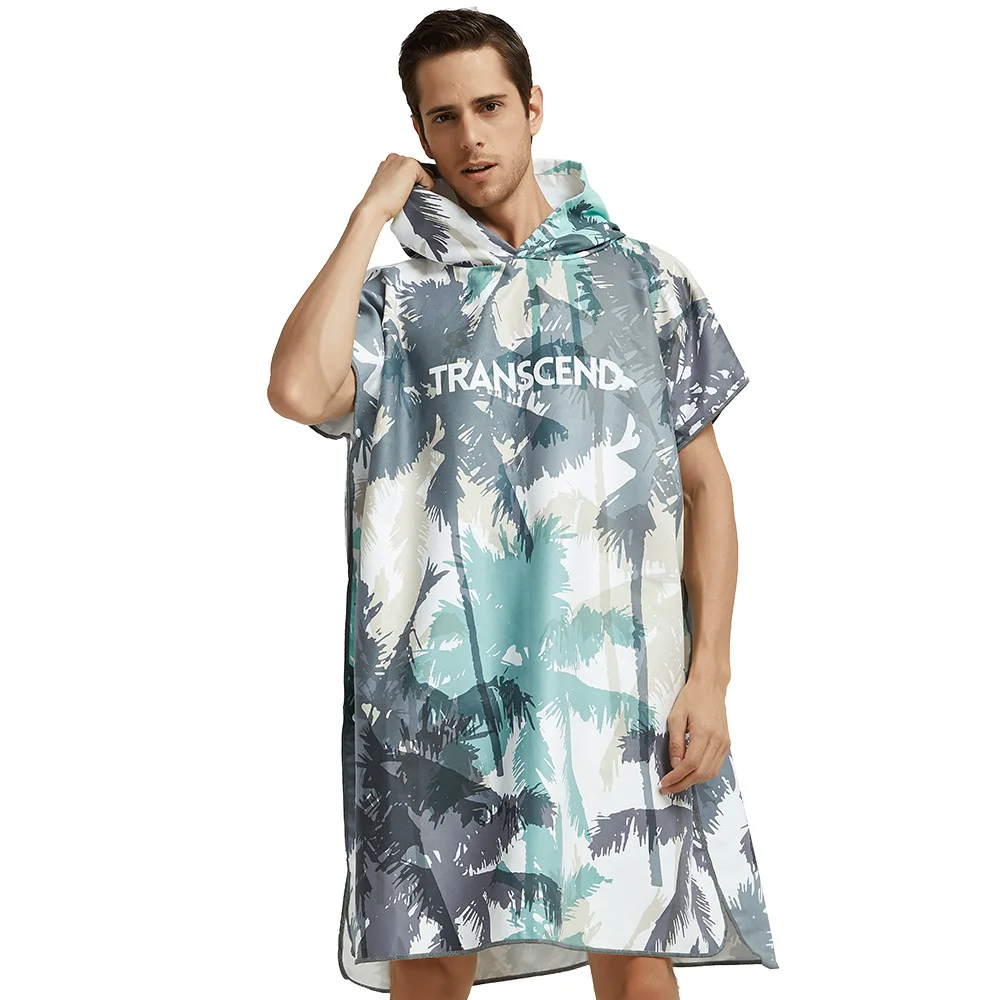 Microfiber Poncho Towel Surf Beach Wetsuit Changing Bath Robe with Hood,Watersports Swimming Outdooor Cloak Men Women