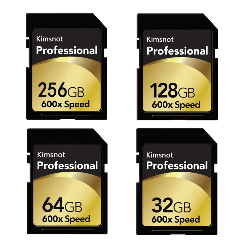 Kimsnot Professional 600x SD การ์ด64GB 128GB 16GB 32GB 256GB การ์ด SDHC SDXC class 10 C10ความเร็วสูง90เมกะไบต์/วินาที UHS-1